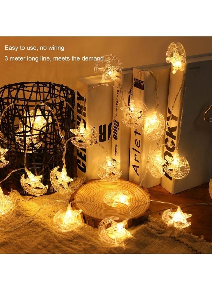 Premium Crescent Moon and Star LED String Lights Warm White Ramadan Decoration - Image 2